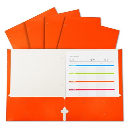C-Line 2-Pocket Laminated Paper Portfolios w/3-Hole Punch, Orange, PK25 06312